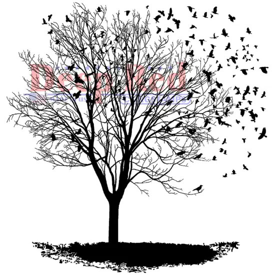 Deep Red Stamps Blackbird Tree Rubber Cling Stamp 3.2 x 3.2 inches {1}