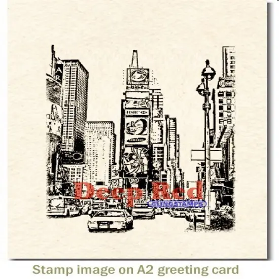 Deep Red Stamps New York Times Square Rubber Cling Stamp 3 x 4 inches {3}