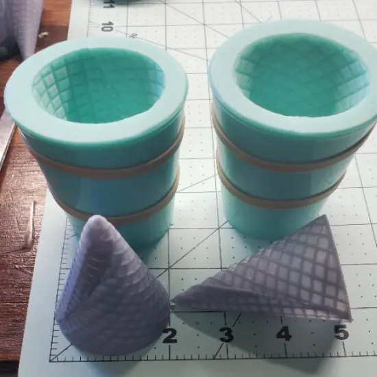 2pc Realistic Ice Cream Medium Waffle Cone | Ice Cream Cup Silicone Mold | Dessert Shape Silicone Mold| Soap| Candle | Mold for Wax| Mold for Resin {1}
