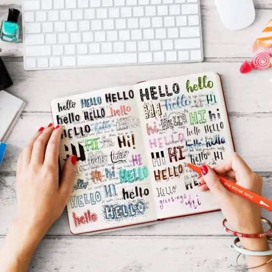 24 Dual Tip Brush Pen Art Markers Calligraphy Brush Pens Lettering Brush Fine Tip Marker Coloring Sketching Writing Journaling {5}