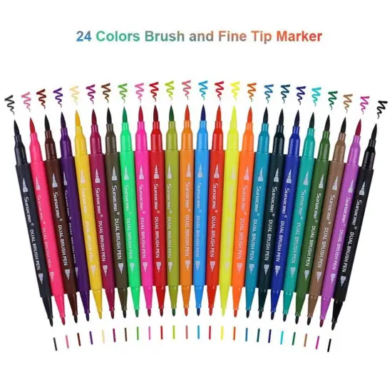 24 Dual Tip Brush Pen Art Markers Calligraphy Brush Pens Lettering Brush Fine Tip Marker Coloring Sketching Writing Journaling {6}