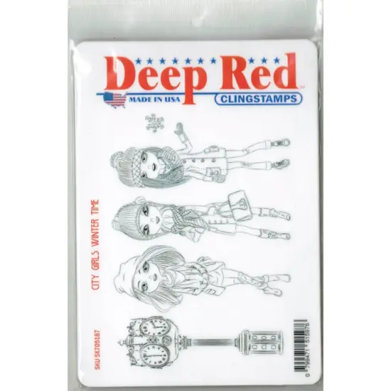 Deep Red Stamps City Girls Winter Time Rubber Cling Stamp 4 x 6 inches {2}