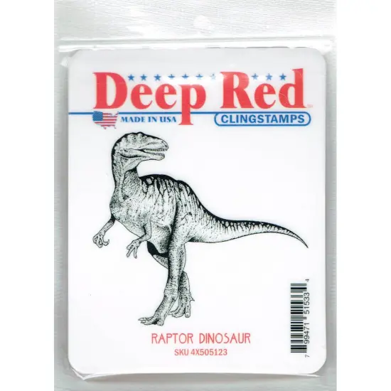 Deep Red Stamps Raptor Dinosaur Rubber Cling Stamp 3.2 x 3 inches {2}