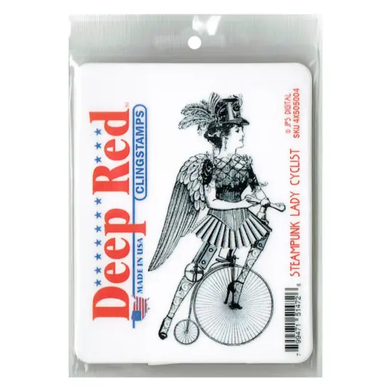 Deep Red Stamps Steampunk Lady Cyclist Rubber Cling Stamp 2.2 x 4.2 inches {2}
