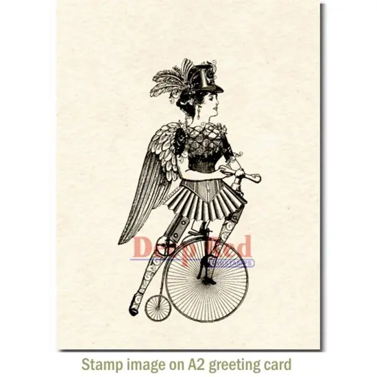 Deep Red Stamps Steampunk Lady Cyclist Rubber Cling Stamp 2.2 x 4.2 inches {3}