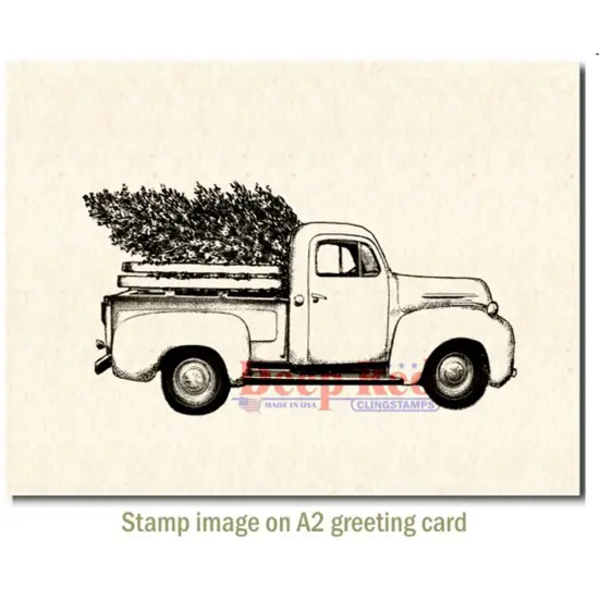 Deep Red Stamps Christmas Tree Pickup Rubber Cling Stamp 4 x 2.2 inches {4}