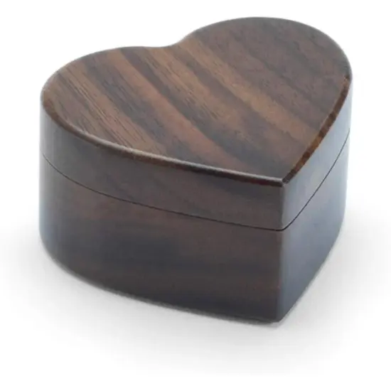 Wooden Ring Box Engagement Heart Shaped Proposal Bridal Wedding Ceremony Black Walnut Wood {2}
