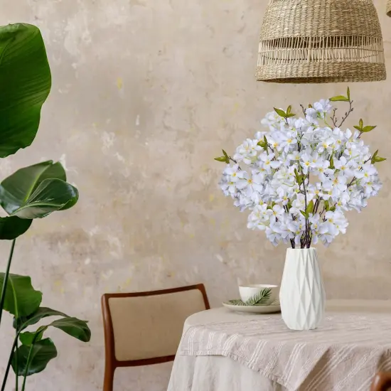 Apple Blossom Artificial Tree Branches 33&rdquo; Long Stems Silk Flowers Faux Bouquet for Tall Vase Indoor Home Decor Wedding Decoration, 3pcs Pink-White {12}