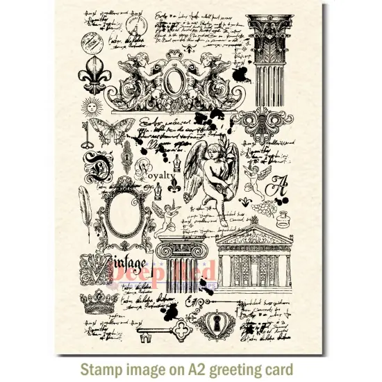 Deep Red Stamps Vintage Elements Background Rubber Cling Stamp 3.75 x 5.75 inches {5}