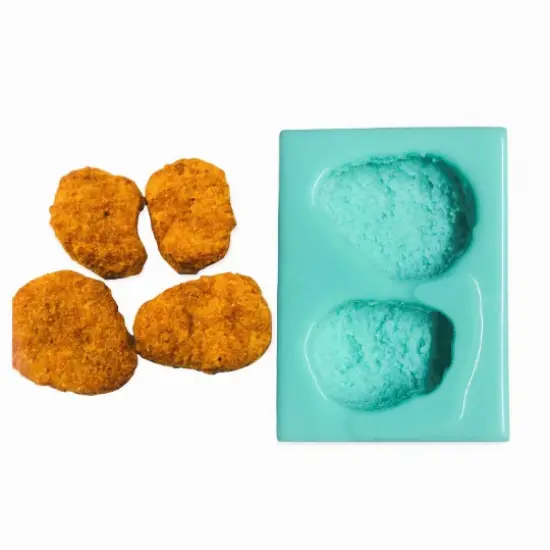 2pc Chicken Nuggets Silicone Mold. Embeds for Wax | Soap | Polymer Clay | Resin {1}