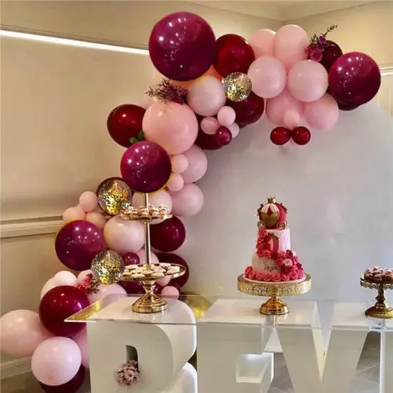 118Pcs Burgundy Pink Balloon Arch Garland Kit Gold Confetti Balloons {3}
