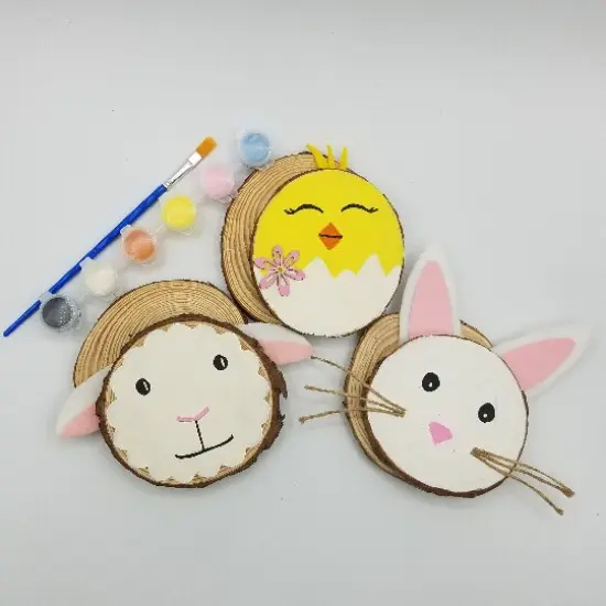 Ink and Trinket Kids Easter Craft for Kids, Natural Wood Painting Kit {1}