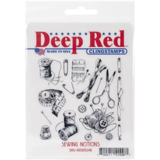 Deep Red Stamps Sewing Notions Background 3 x 3 inches {2}