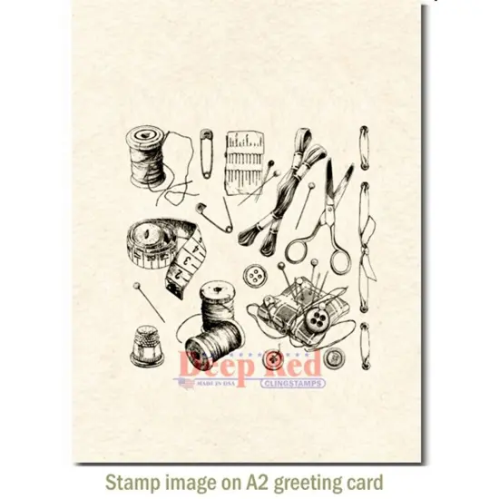 Deep Red Stamps Sewing Notions Background 3 x 3 inches {3}