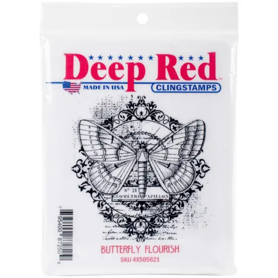 Deep Red Stamps Butterfly Flourish Rubber Cling Stamp 3.1 x 3.1 inches {2}