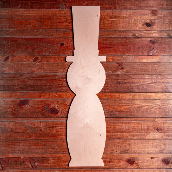 47 in. Unfinished Wooden Snowman Porch Sign {1}
