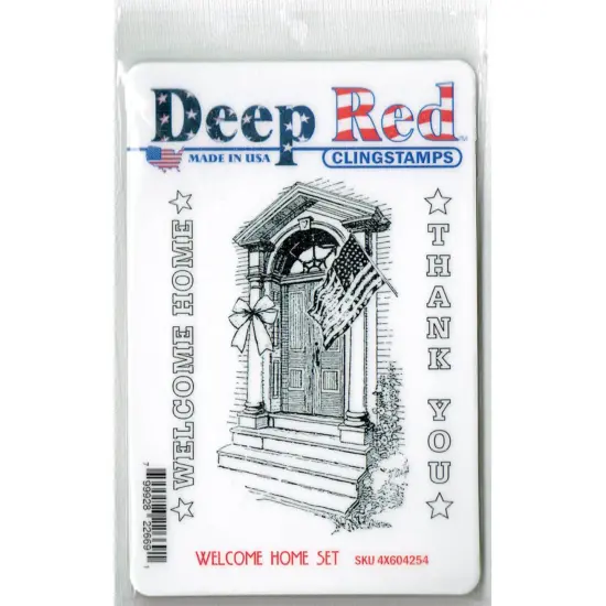 Deep Red Stamps Welcome Home Rubber Cling Stamp Set 3.25 x 4.25 inches {2}