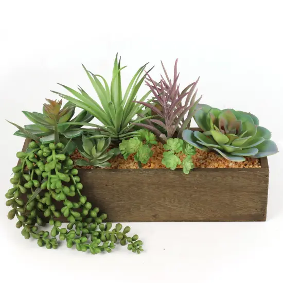 Premium Handcrafted Succulent Planter Box: w/ Variety Styles, Floral Home by Artificial Flowers {1}