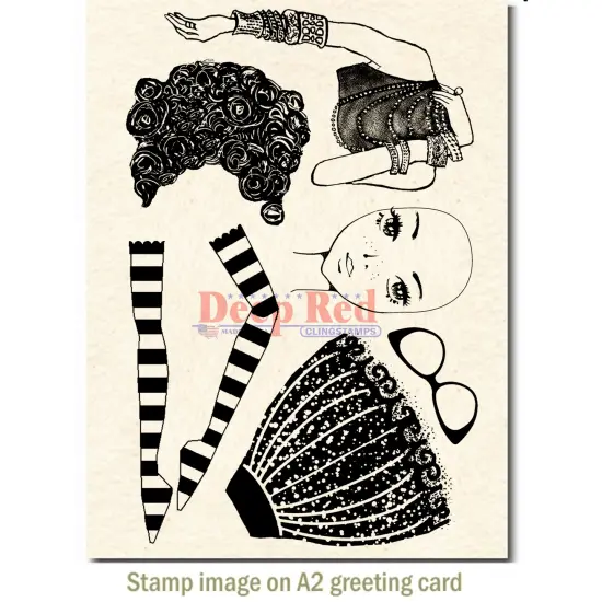 Deep Red Stamps Paper Doll Rubber Cling Stamp 4 x 6 inches {5}