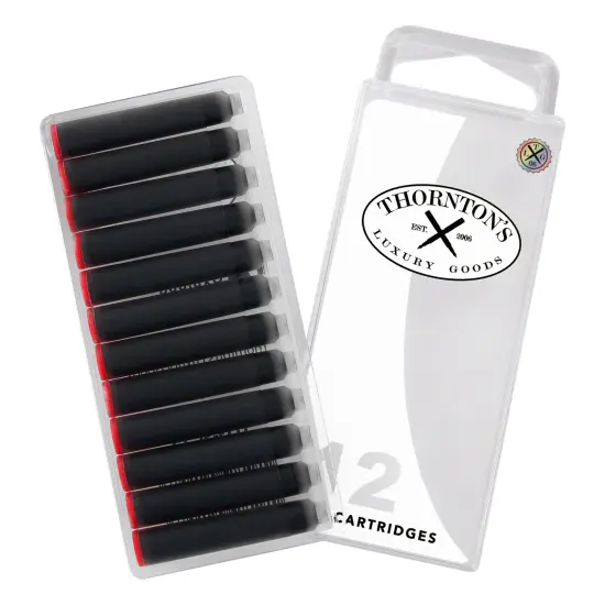 Thornton's Luxury Goods Short Standard International Fountain Pen Ink Cartridges, 12-Count Red {1}