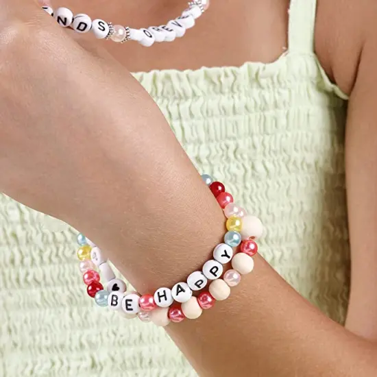 Incraftables 3 Styles Letter Beads for Jewelry Making (7mm, 1080pcs). A-Z Black, Gold & Rose Gold Alphabet for DIY Friendship Bracelets & Crafts. ABC & Heart Bead w/ Elastic String, Clasps & Organizer {2}