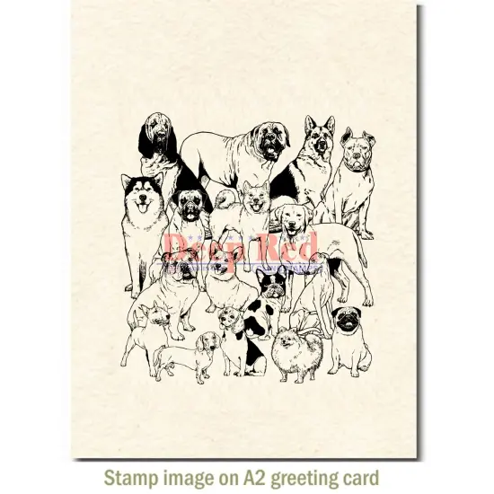 Deep Red Stamps Dogs Background Rubber Cling Stamp 3 x 3.2 inches {4}