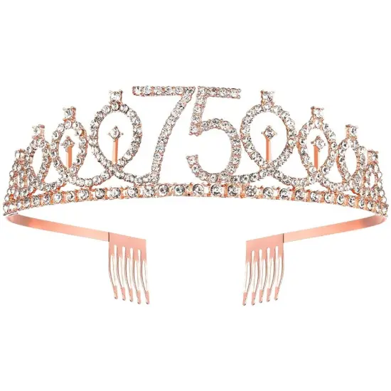 75th Birthday Tiara and Sash Rose Gold Woman {2}