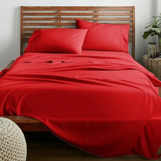 American Home Collection Ultra Soft 4 Piece Microfiber Bedding Sheets and Pillowcase Set Lightweight and Wrinkle Free Red {1}