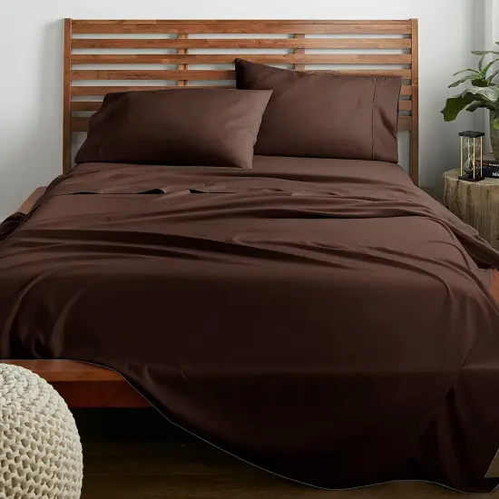 American Home Collection Ultra Soft 4 Piece Microfiber Bedding Sheets and Pillowcase Set Lightweight and Wrinkle Free Brown {1}