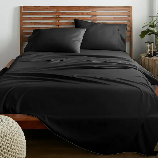 American Home Collection Ultra Soft 4 Piece Microfiber Bedding Sheets and Pillowcase Set Lightweight and Wrinkle Free Black {1}