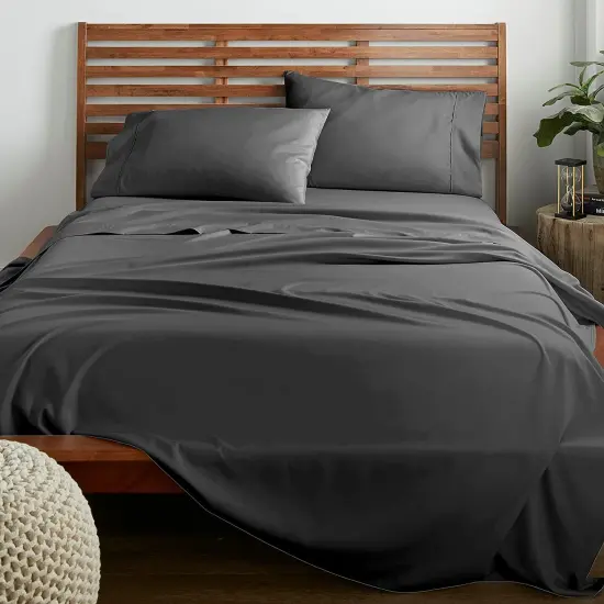 American Home Collection Ultra Soft 4 Piece Microfiber Bedding Sheets and Pillowcase Set Lightweight and Wrinkle Free Dark Gray {1}