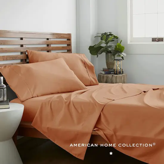 American Home Collection Ultra Soft 4 Piece Microfiber Bedding Sheets and Pillowcase Set Lightweight and Wrinkle Free Tan {2}