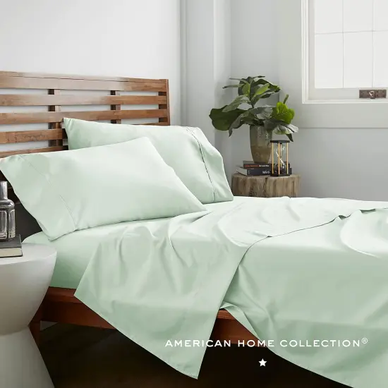 American Home Collection Ultra Soft 4 Piece Microfiber Bedding Sheets and Pillowcase Set Lightweight and Wrinkle Free Mint {2}