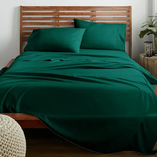 American Home Collection Ultra Soft 4 Piece Microfiber Bedding Sheets and Pillowcase Set Lightweight and Wrinkle Free Dark Green {1}