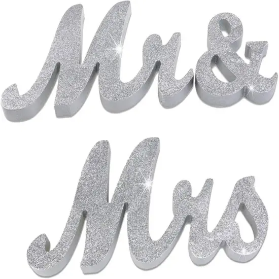 Silver Glitter Mr and Mrs Sign Wooden Mr and Mrs Sign Letters Wedding Sweetheart {4}