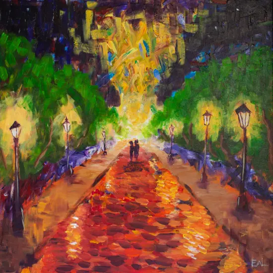 Paint Kit - Lovers Promenade Acrylic Fingerpainting Kit & Video Lesson, Art Gift Set, DIY Craft, Paint and Sip At Home, Paint Party {1}