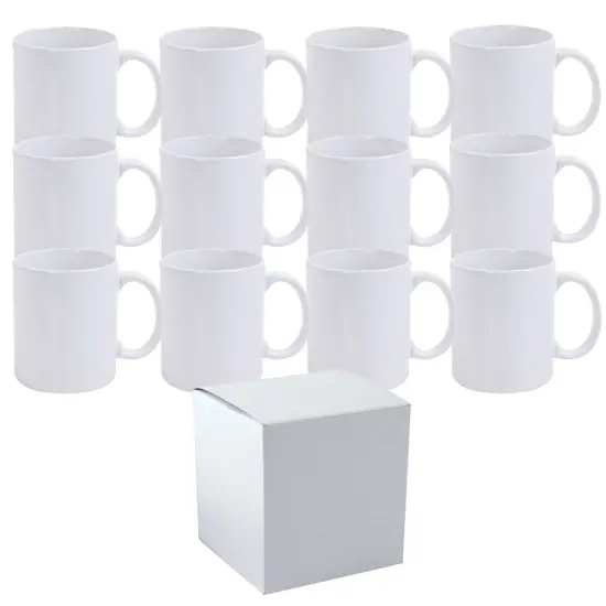 12 Pcs 11OZ White Sublimation Mugs With Individual White Boxes {1}