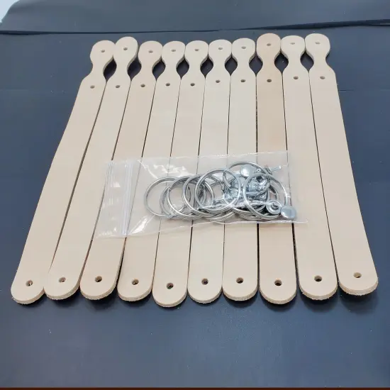 10 Pack Natural Leather Keychains Kit-Leather Craft Projects-DIY Leather Key Fobs for Stamping, Tooling, Engraving {3}