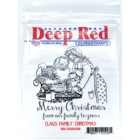 Deep Red Stamps Claus Family Christmas Rubber Cling Stamp 3 x 3 inches {2}