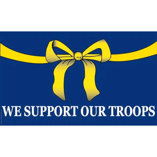 We support Our Troops Yellow Ribbon Flag with Grommets 3ft x 5ft {1}