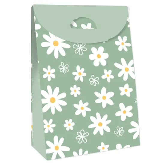 Big Dot of Happiness Sage Green Daisy Flowers - Floral Gift Favor Bags - Party Goodie Boxes - Set of 12 {4}