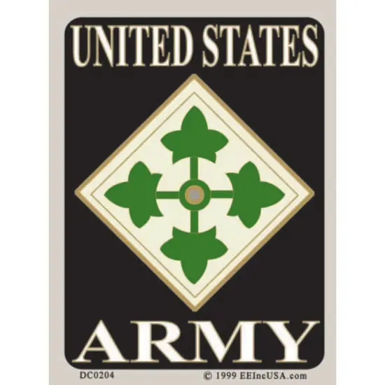 United States Army 4th Division Sticker (3"x4-1/4") {1}