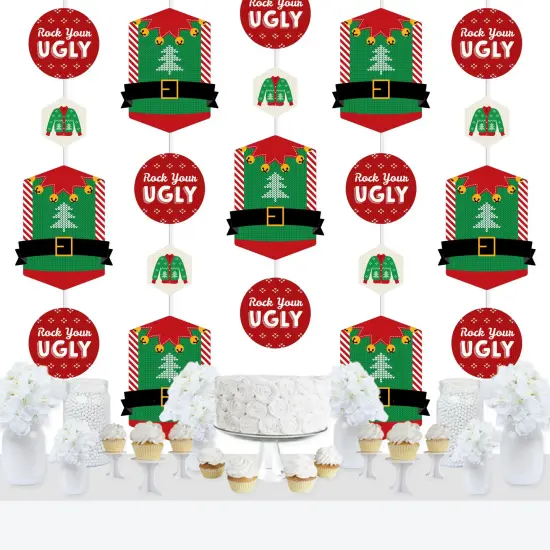 Big Dot of Happiness Ugly Sweater - Holiday and Christmas Party DIY Dangler Backdrop - Hanging Vertical Decorations - 30 Pieces {3}