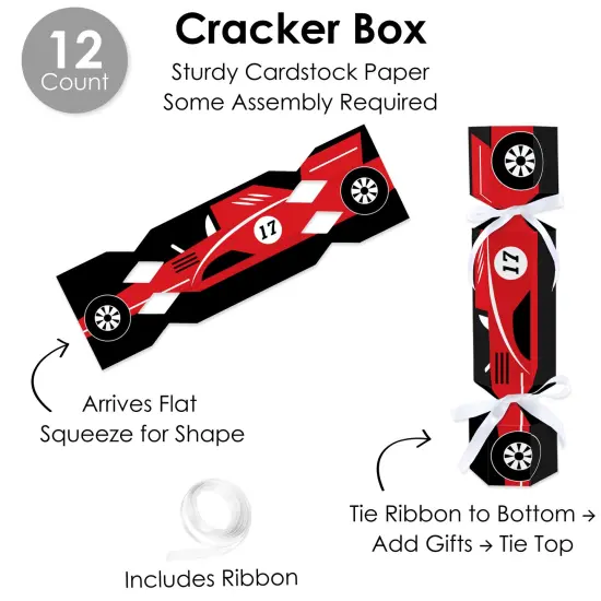 Big Dot of Happiness Let's Go Racing - Racecar - No Snap Race Car Birthday Party or Baby Shower Party Table Favors - DIY Cracker Boxes - Set of 12 {6}