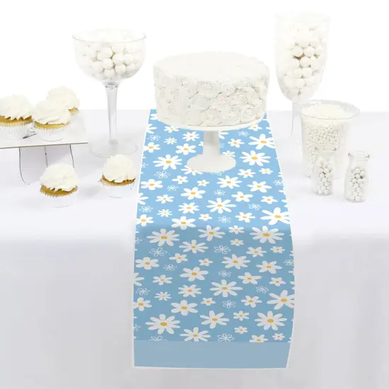 Big Dot of Happiness Blue Daisy Flowers - Petite Floral Party Paper Table Runner - 12 x 60 inches {3}
