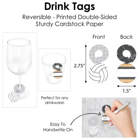 Big Dot of Happiness Bump, Set, Spike - Volleyball - Baby Shower or Birthday Party Paper Charger & Table Decorations Chargerific Kit for 8 {7}