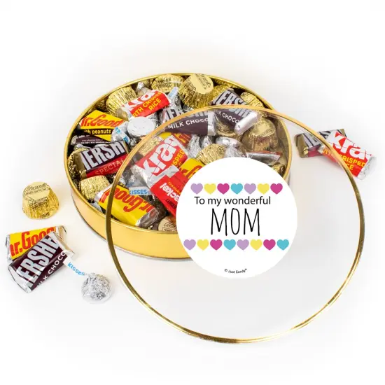 Mother's Day Candy Gift Tin - Plastic Tin with Chocolate Hershey's Kisses, Hershey's Miniatures & Reese's Peanut Butter Cups - By Just Candy {1}