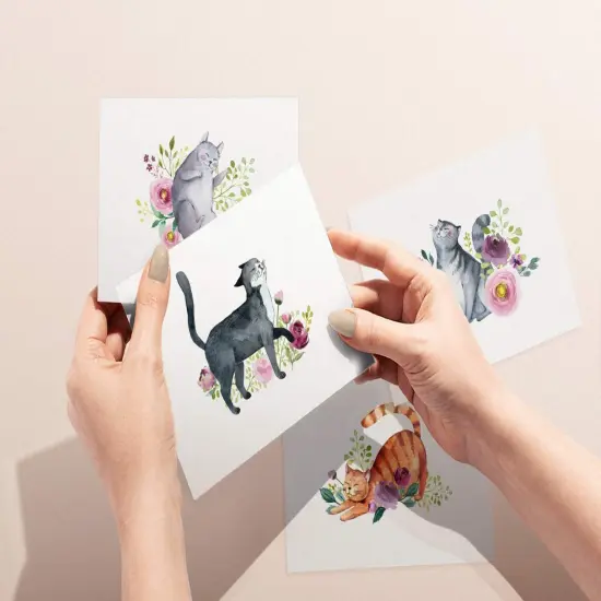 Twigs Paper - Assorted Cat Greeting Cards - Stationery Cards with Envelopes - Thank You Card - Blank Note Cards - Greeting Cards for All Occasions - Made in USA (5.5 x 4.25, Set of 12) {5}