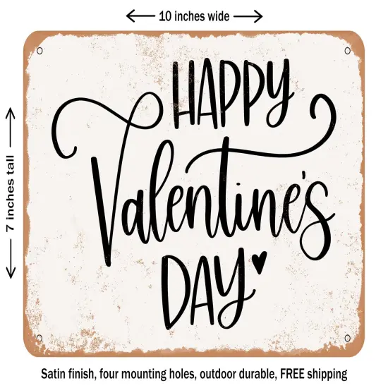 DECORATIVE METAL SIGN - Happy Valentines Day - 4 - Vintage Rusty Look {2}