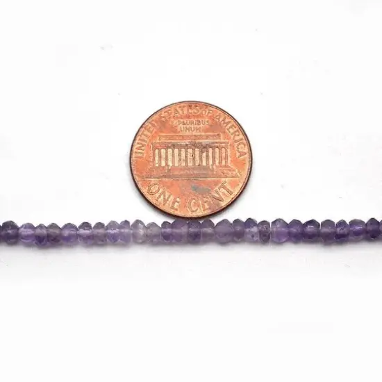 Amethyst Rondelle Beads, 12.5 Inch Gemstone Strands, Drilled Strung Nugget Beads, Faceted Round, 4mm, GemMartUSA (RLAA-70002) {4}